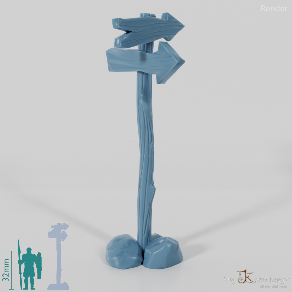 Wegweiser - Cartoon 02 mit Steinen