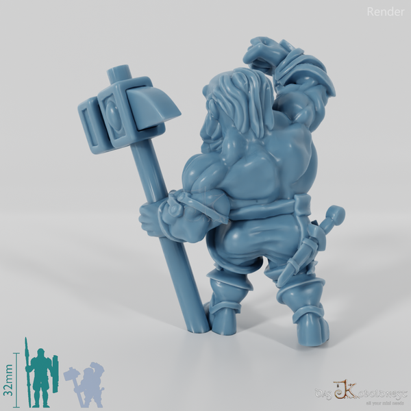 Zwergen-Krieger mit Kriegshammer 01