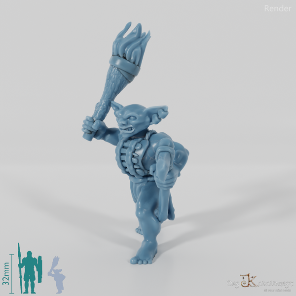 Goblin-Krieger mit Axt und Fackel