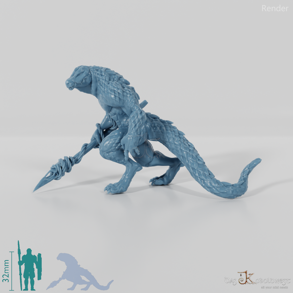 Echsenvolk-Krieger mit Speer 01