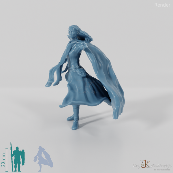 Elfen-Magierin mit wehendem Umhang