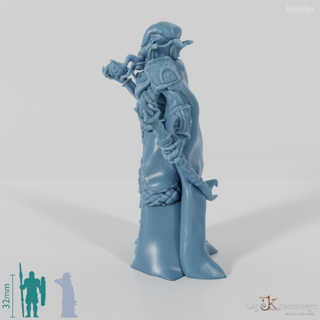 Gedankenstrafer mit Stab und Hirn