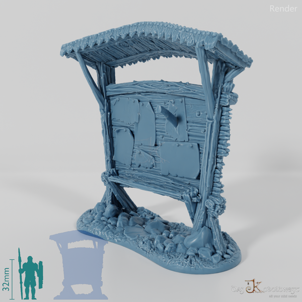 Anschlagtafel und Rabe auf Runenstein