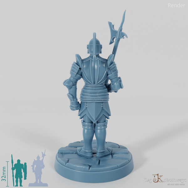 Ritterstatue mit Hellebarde
