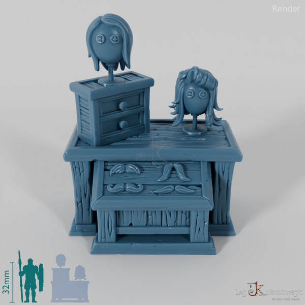 Friseursalon - Perückenauslage