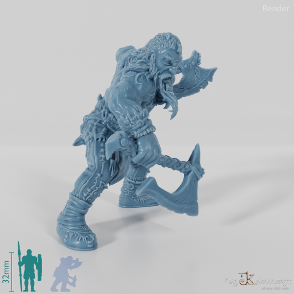 Nordischer Berserker mit zwei Einhandäxten