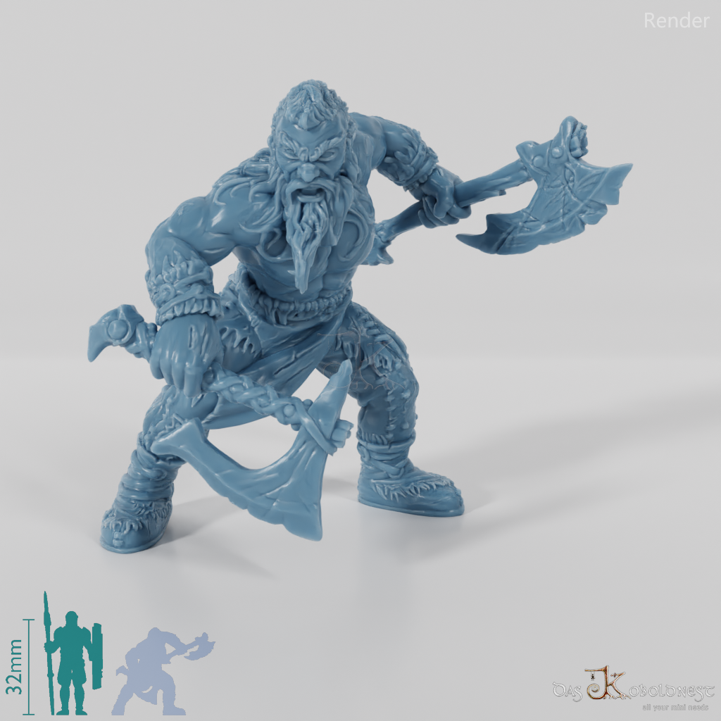 Nordischer Berserker mit zwei Einhandäxten