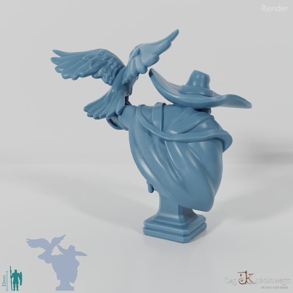 Büste - Doktor Corvus mit Krähe