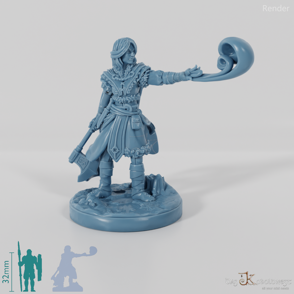 Elena, Schülerin des Nordens mit Axt und Zauber (Pose 2)