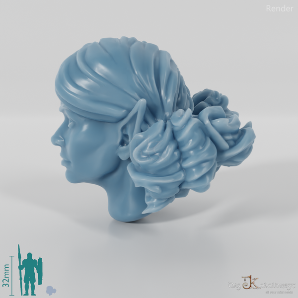 Frauenkopf - Elfin mit gelockten Haarknoten