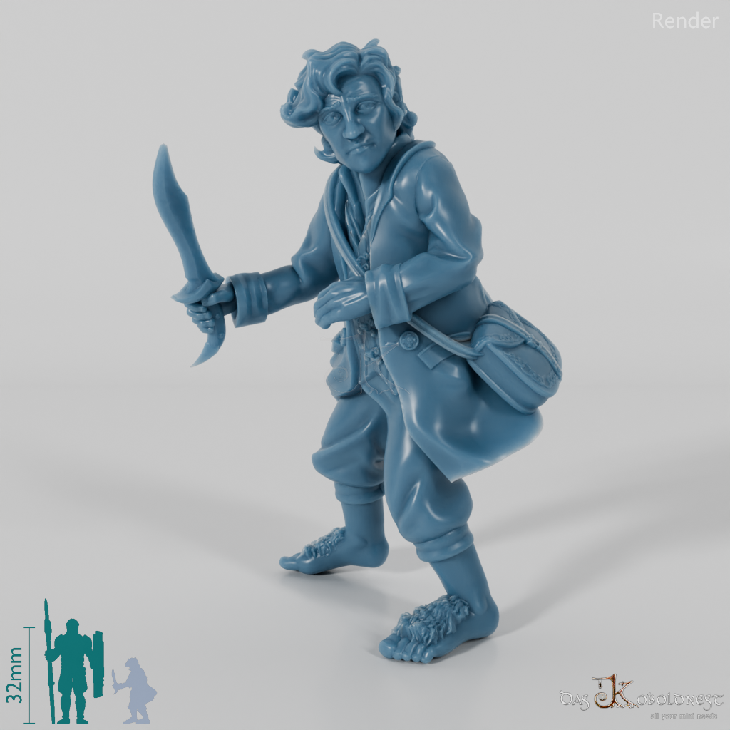 Falco, Halbling-Schatzträger in Kampfhaltung (Remastered)