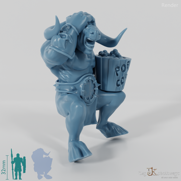 Entsetzter Minotaurus mit Popcorn