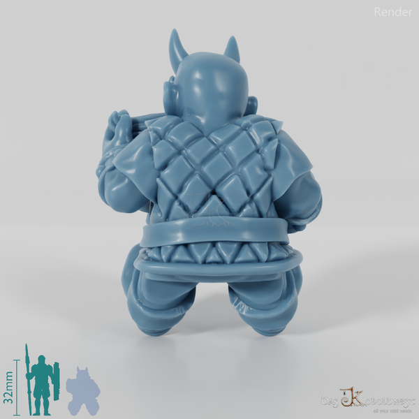 Gespannter gehörnter Zwerg