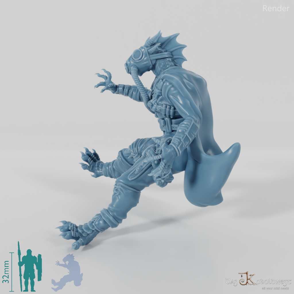 Konala Drax, Dragonborn-Rauchmagierin - Reiterpose