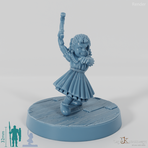 Animierte Spielzeugpuppe mit Hammer