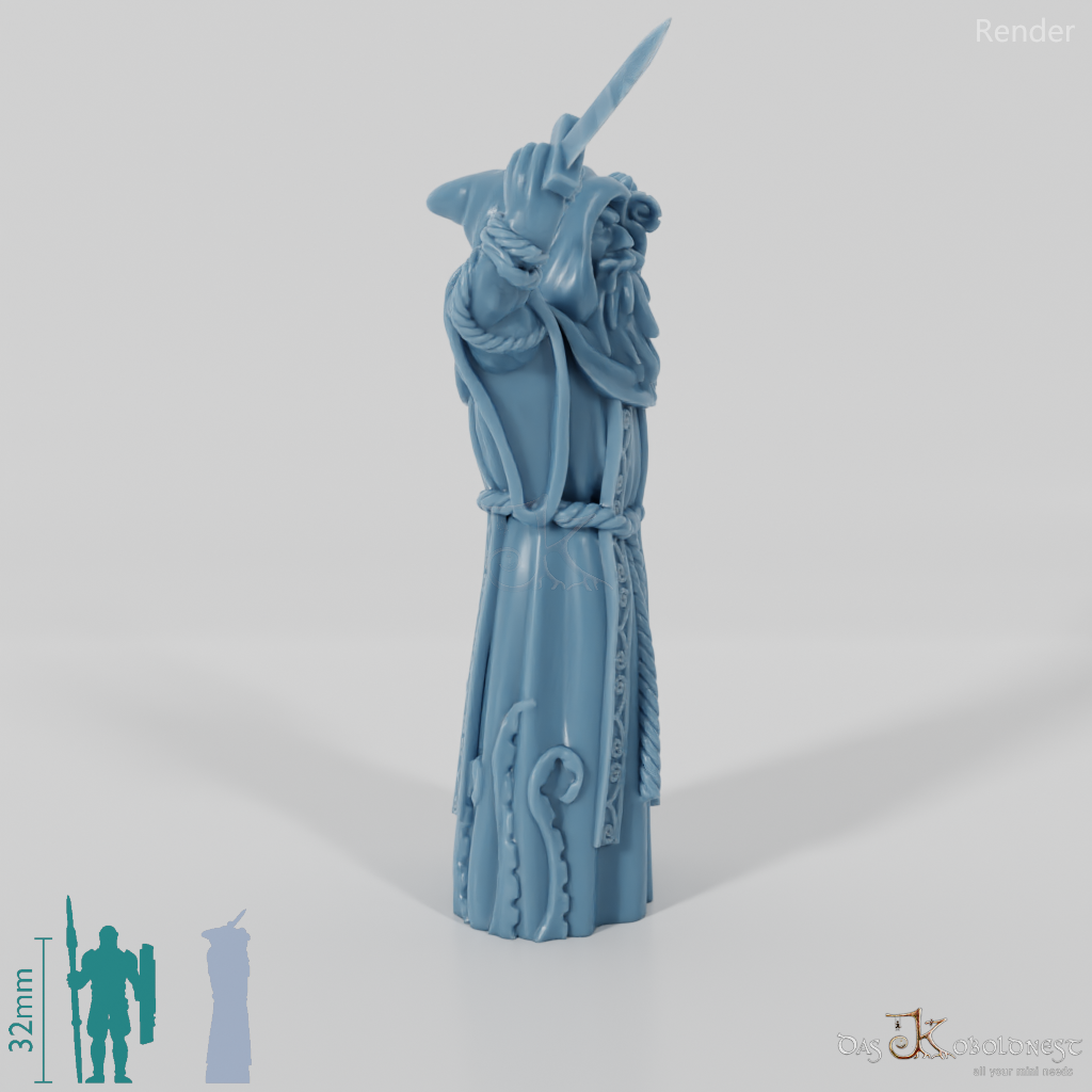 Kultist mit Dolch und Schriftrolle