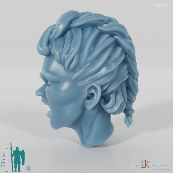 Frauenkopf - Großer Zopf (Wütend)