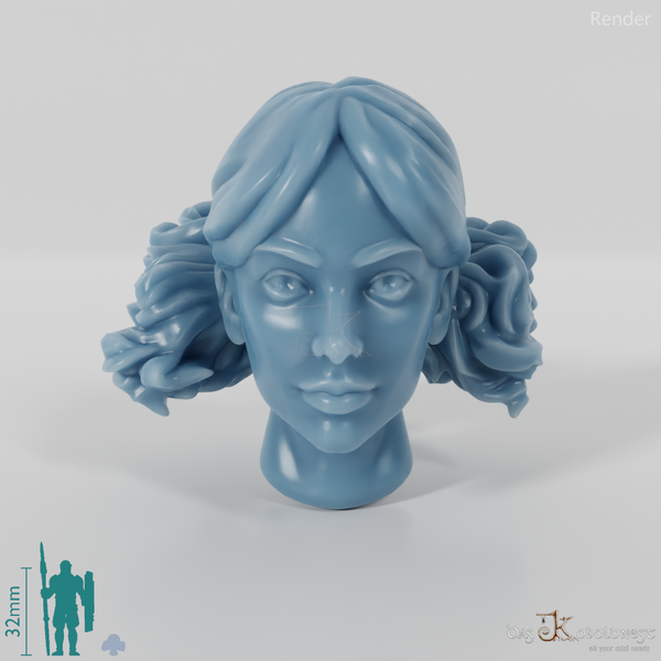 Frauenkopf - Gelockte Haarknoten