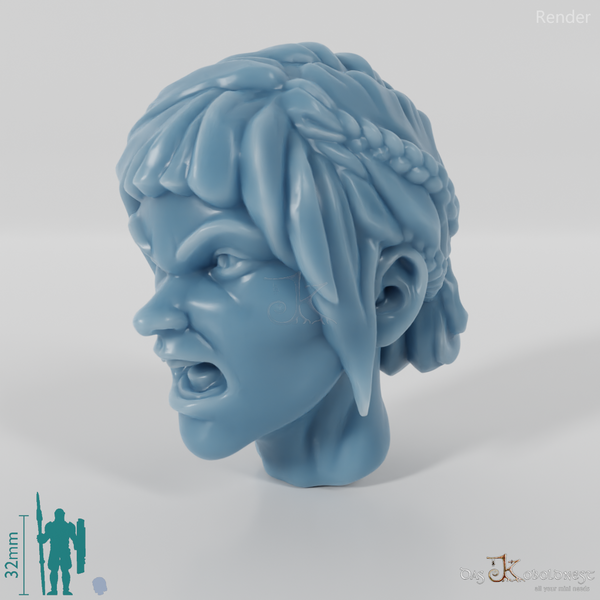 Frauenkopf - Geflochtene Strähnen (Wütend)