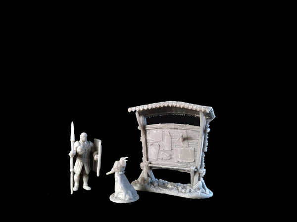 Anschlagtafel und Rabe auf Runenstein