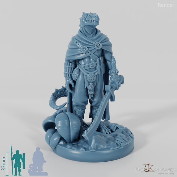 Koa, Echsenvolk Kampfmeister mit Schwert (Pose 1)