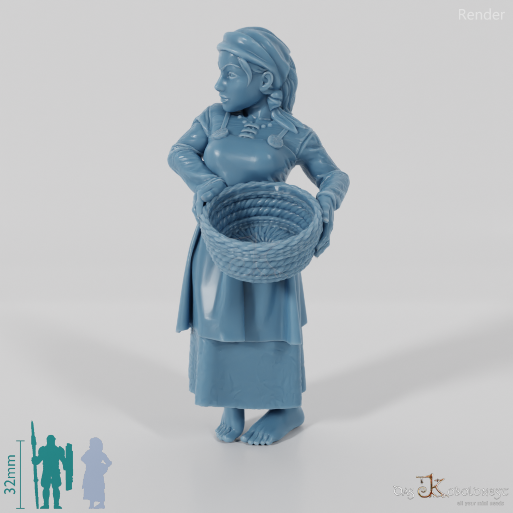 Nordische Dorfbewohnerin mit Korb