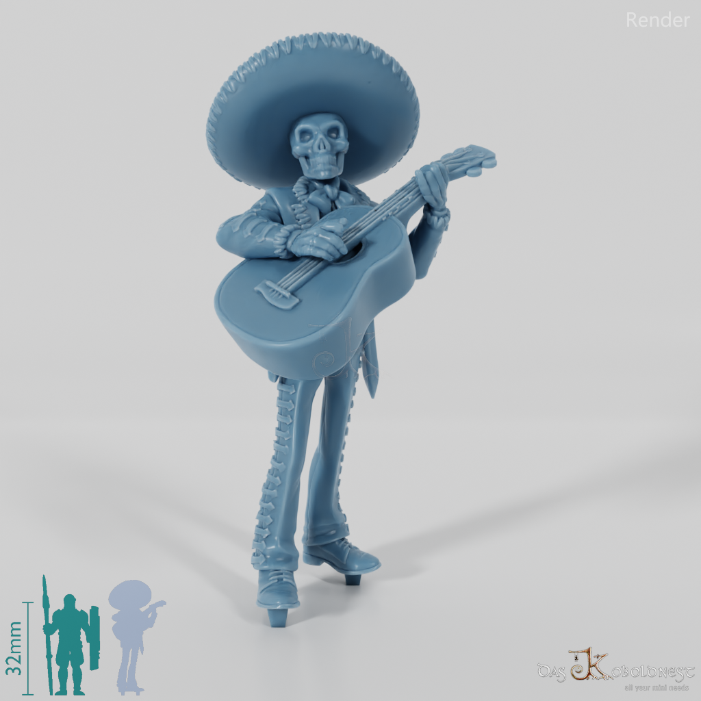 Skelettierter Mariachi-Musikant 02