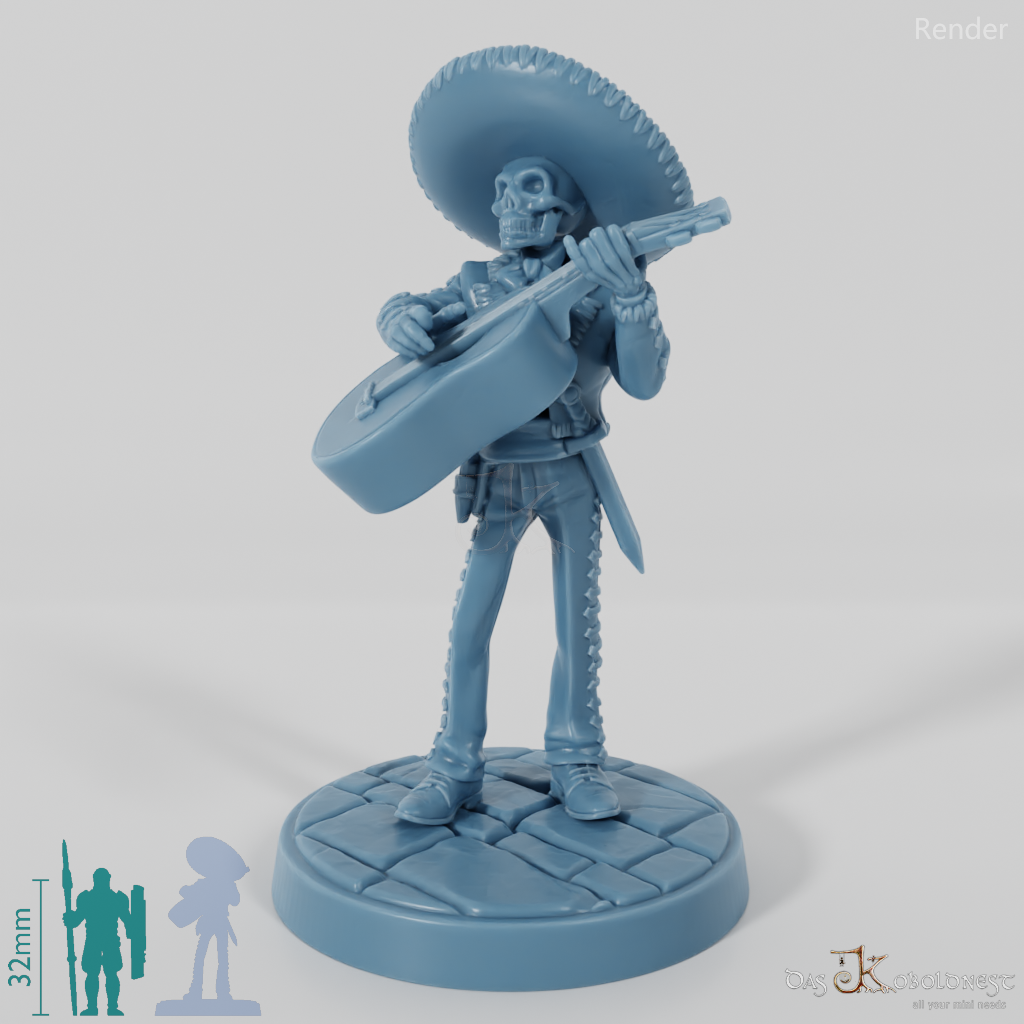 Skelettierter Mariachi-Musikant 02