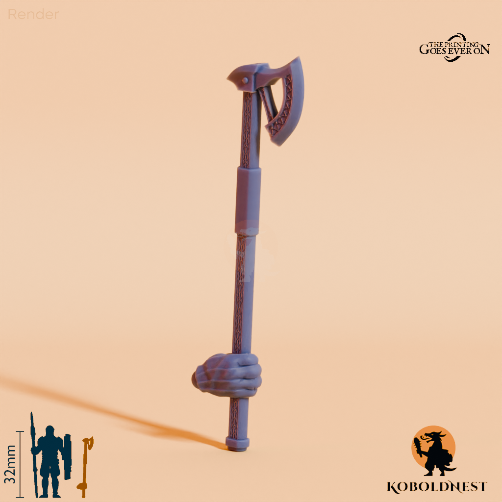 Minenzwerg-Kriegsaxt B, hinten gegriffen mit Hand
