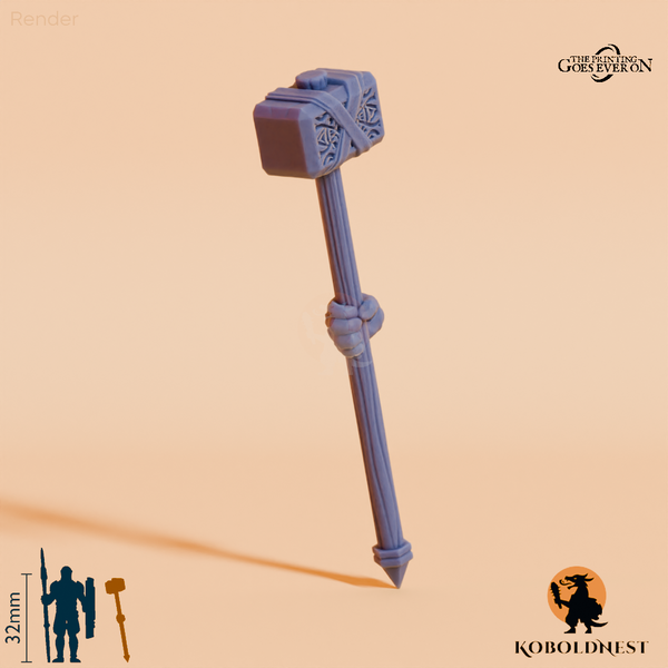 Minenzwerg-Kriegshammer A mit Hand