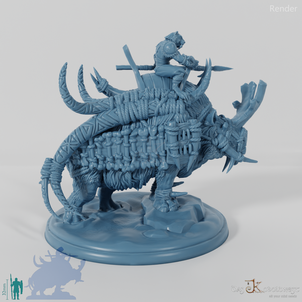 Gerüstetes Rhinodon 01 mit Reiter