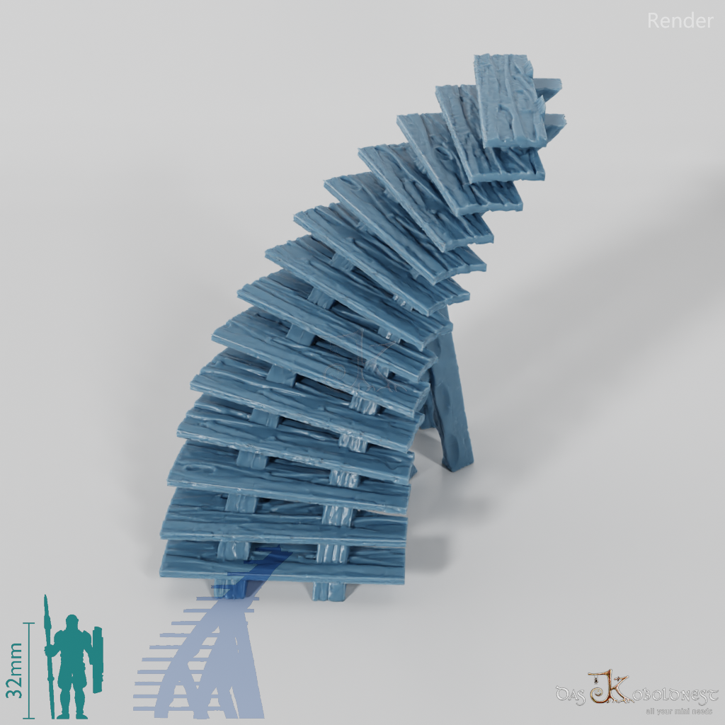 Mittelalterliche Stadt - Holztreppe, Wendeltreppe