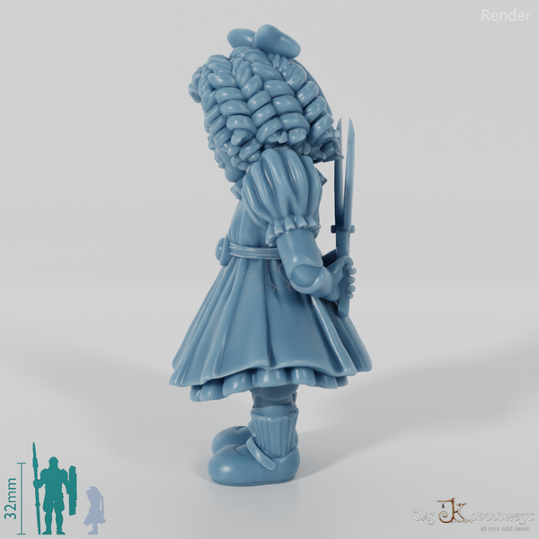 Animierte Spielzeugpuppe mit Schere