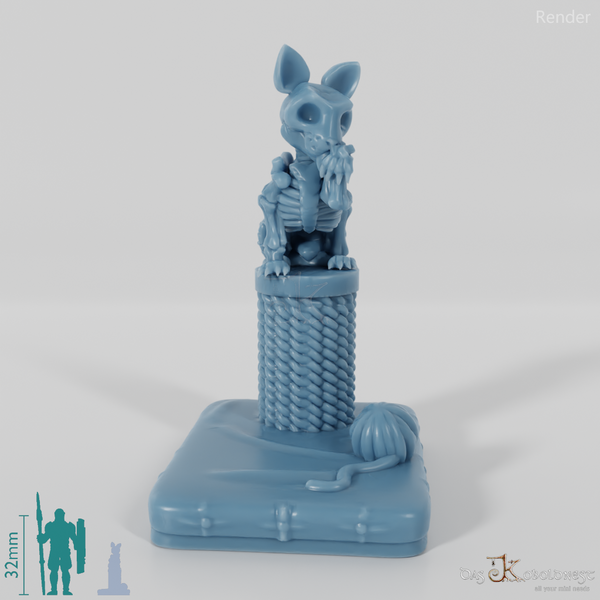 Skelettkatze mit Kratzbaum 01