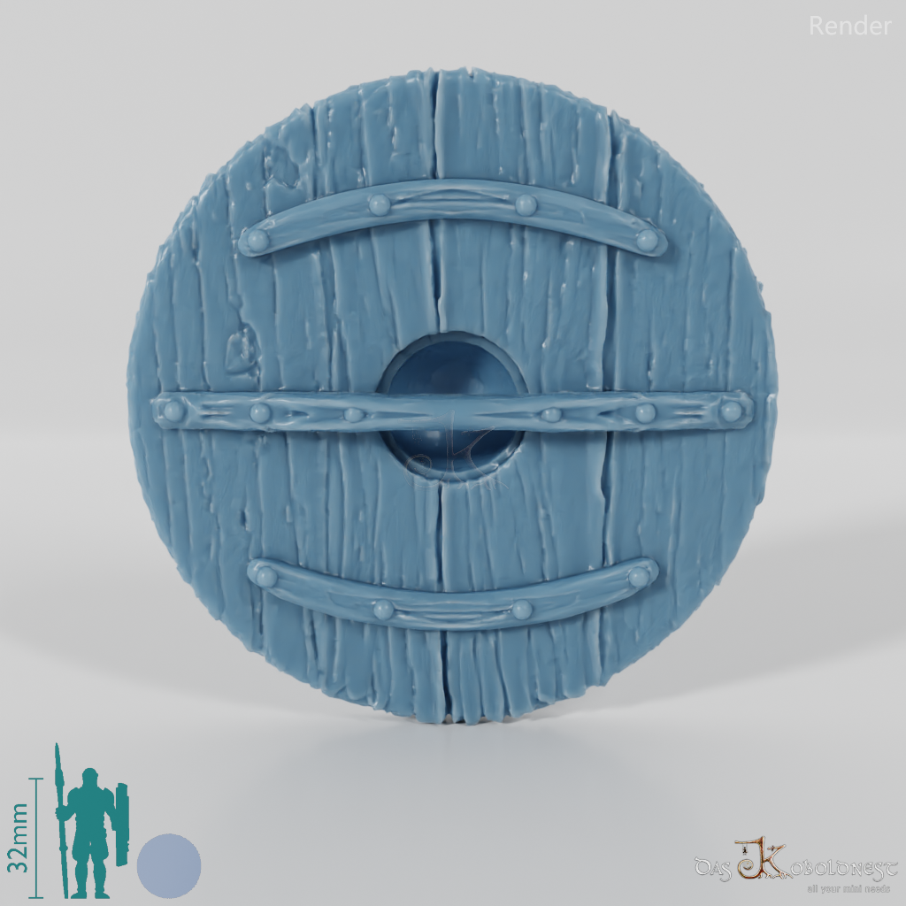 Rundschild mit verschlungenen Verzierungen