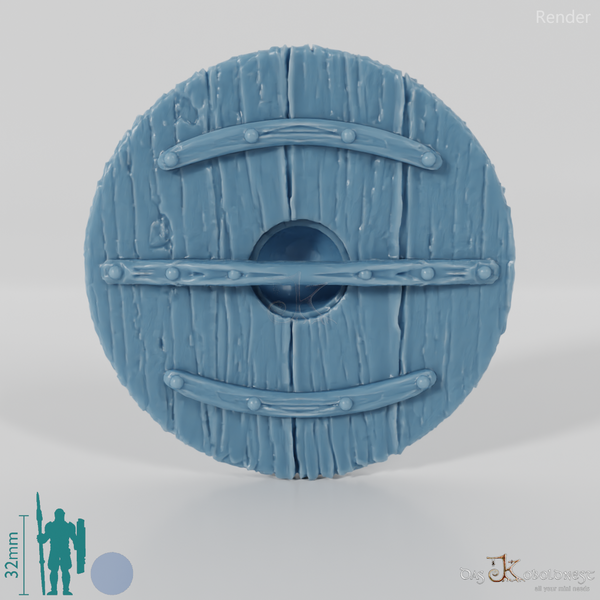 Rundschild mit verschlungenen Verzierungen