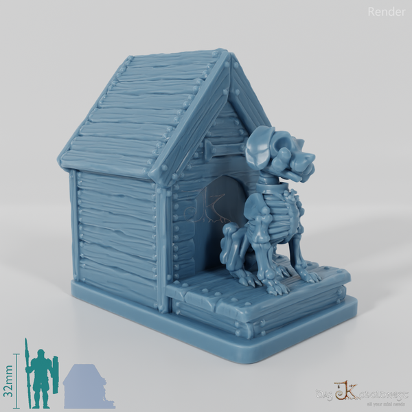 Skeletthund mit Hundehütte 01