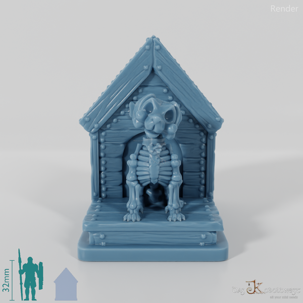 Skeletthund mit Hundehütte 01