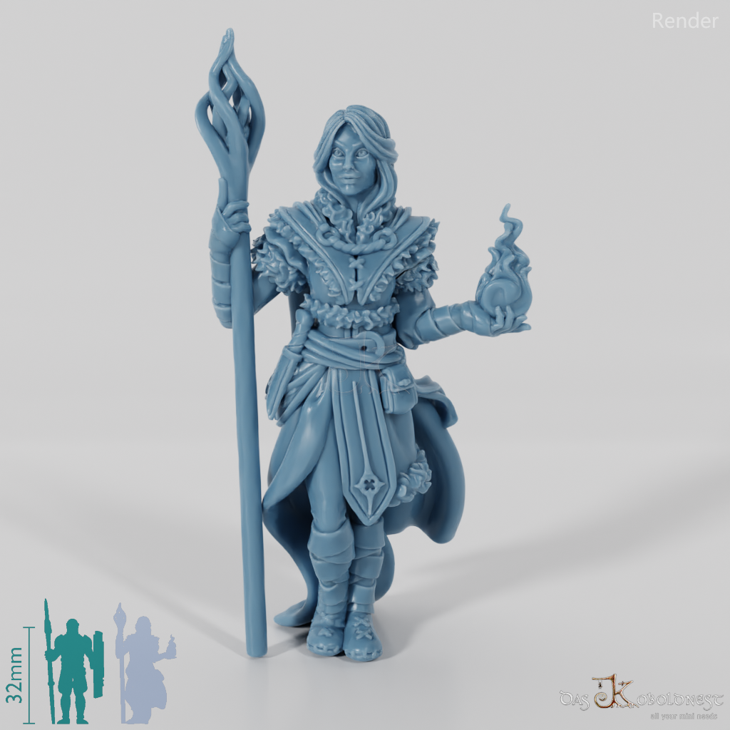 Elena, Schülerin des Nordens mit Feuerzauber (Pose 1)