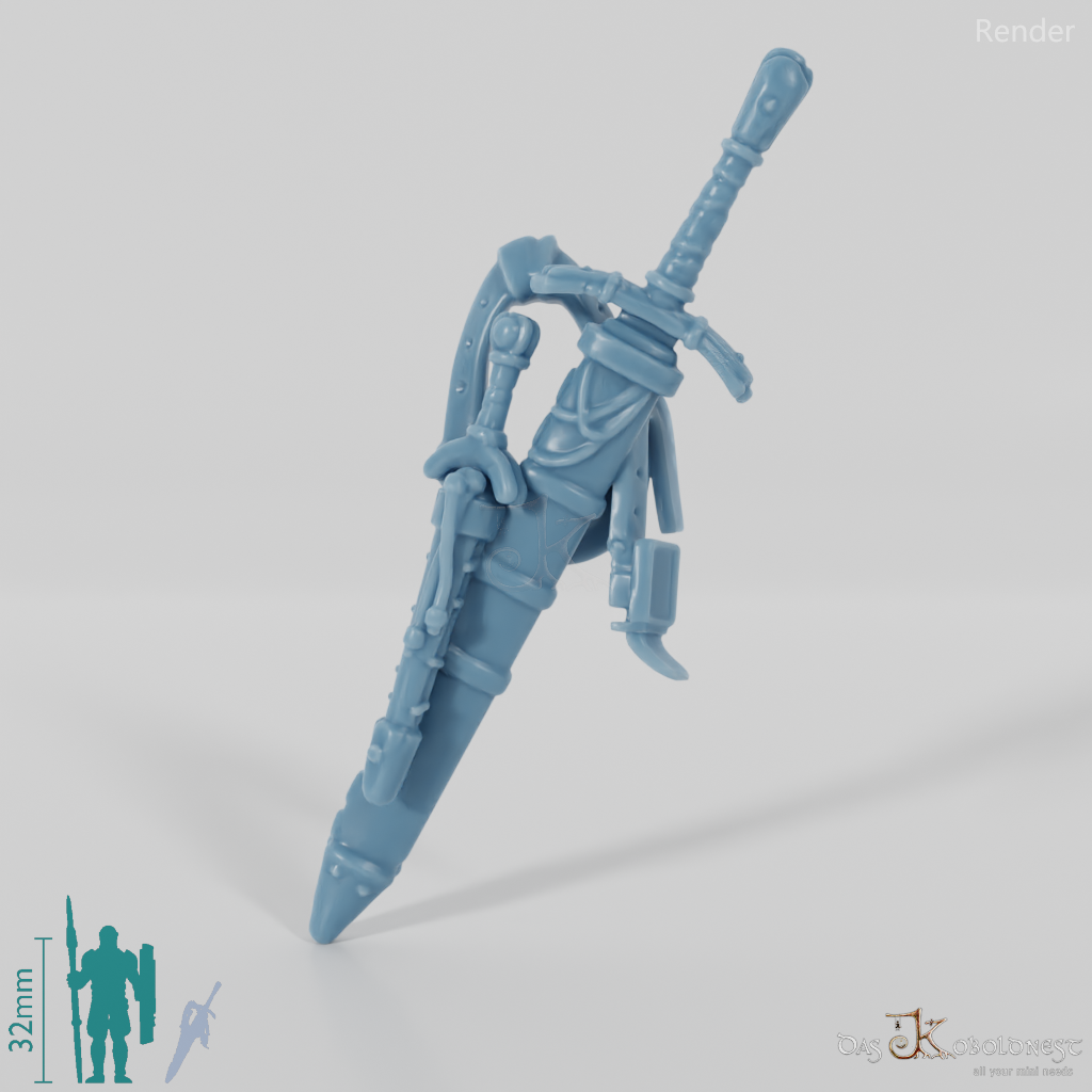 Dolch und Schwert an Ledergürtel