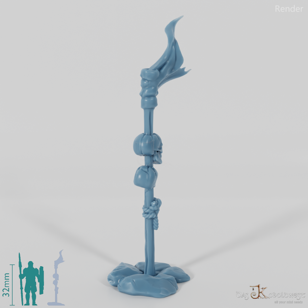 Fackel - Brennende Standfackel mit Schädeln 02
