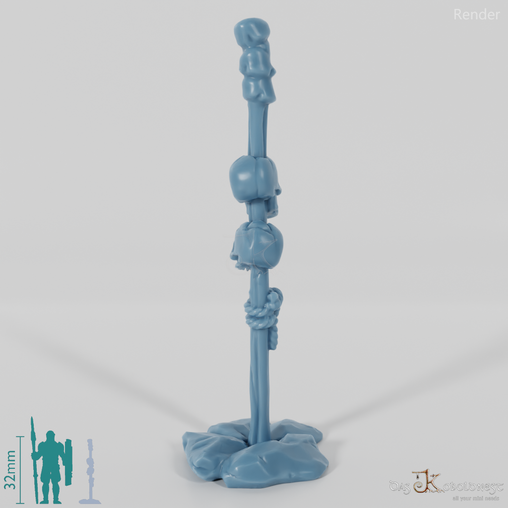 Fackel - Erloschene Standfackel mit Schädeln 01