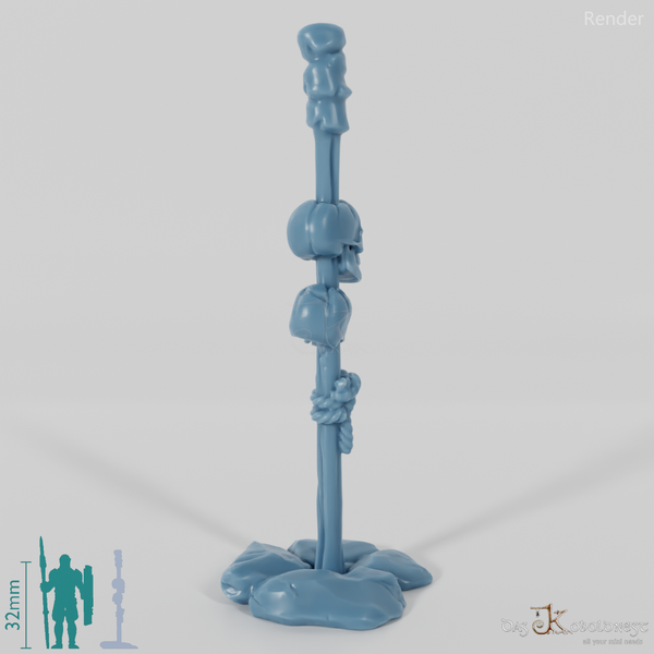 Fackel - Erloschene Standfackel mit Schädeln 02