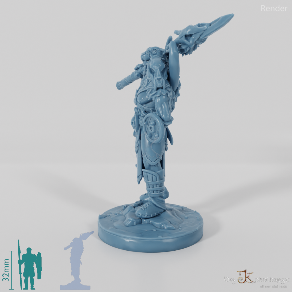 Vaultamir, Stoischer Barbar mit Speer (Pose 1)
