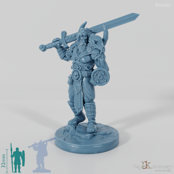 Vaultamir, Stoischer Barbar mit Schwert (Pose 1)