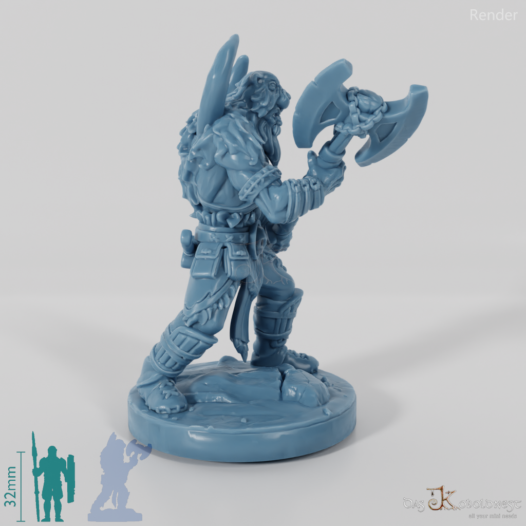 Vaultamir, Stoic Barbarian with Ax (Pose 2)