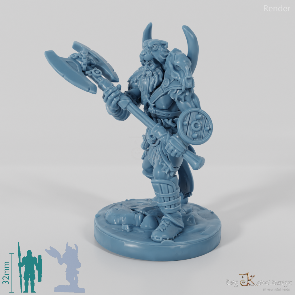 Vaultamir, Stoic Barbarian with Ax (Pose 2)