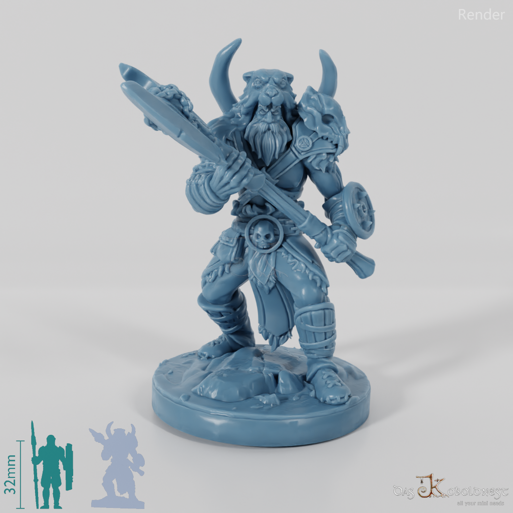 Vaultamir, Stoic Barbarian with Ax (Pose 2)