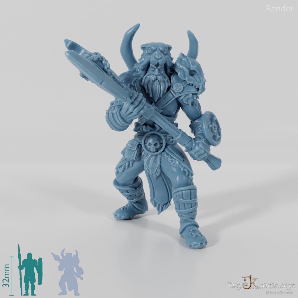 Vaultamir, Stoic Barbarian with Ax (Pose 2)