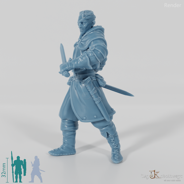 Tapferer Krieger mit Kurzschwertern